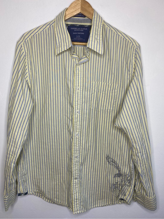 American Eagle Outfitters Other - AE Eagle Oxford Striped button down Size L Vintage fit Butter yellow preppy
